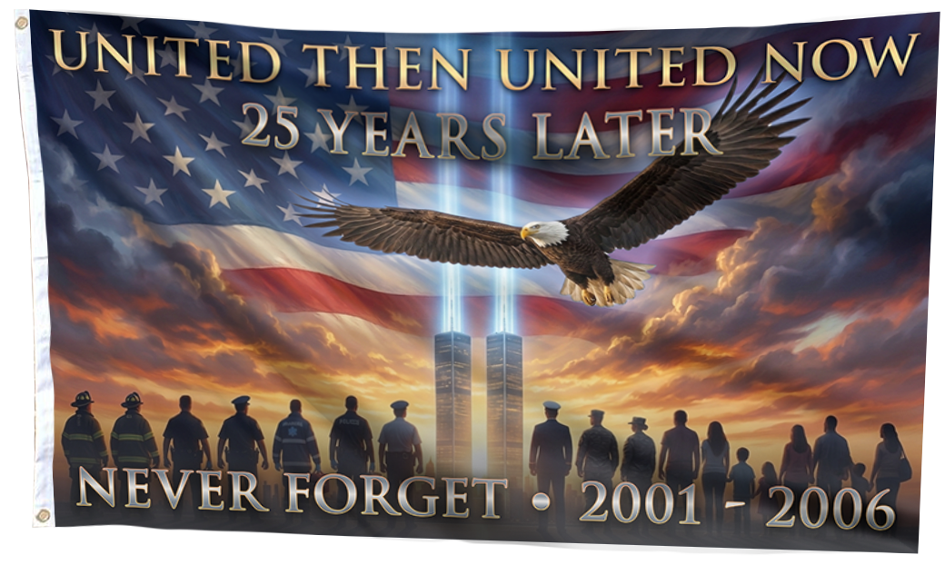 United Then United Now - Never Forget Flag