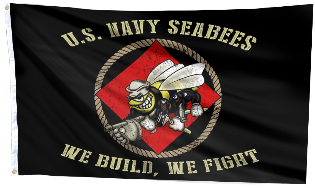 U.S. Navy Seabees We Build We Fight Flag