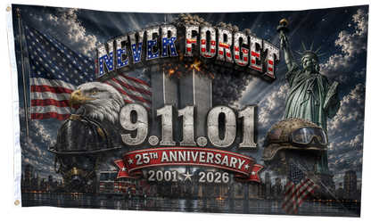 Never Forget Eagle and Statue Flag