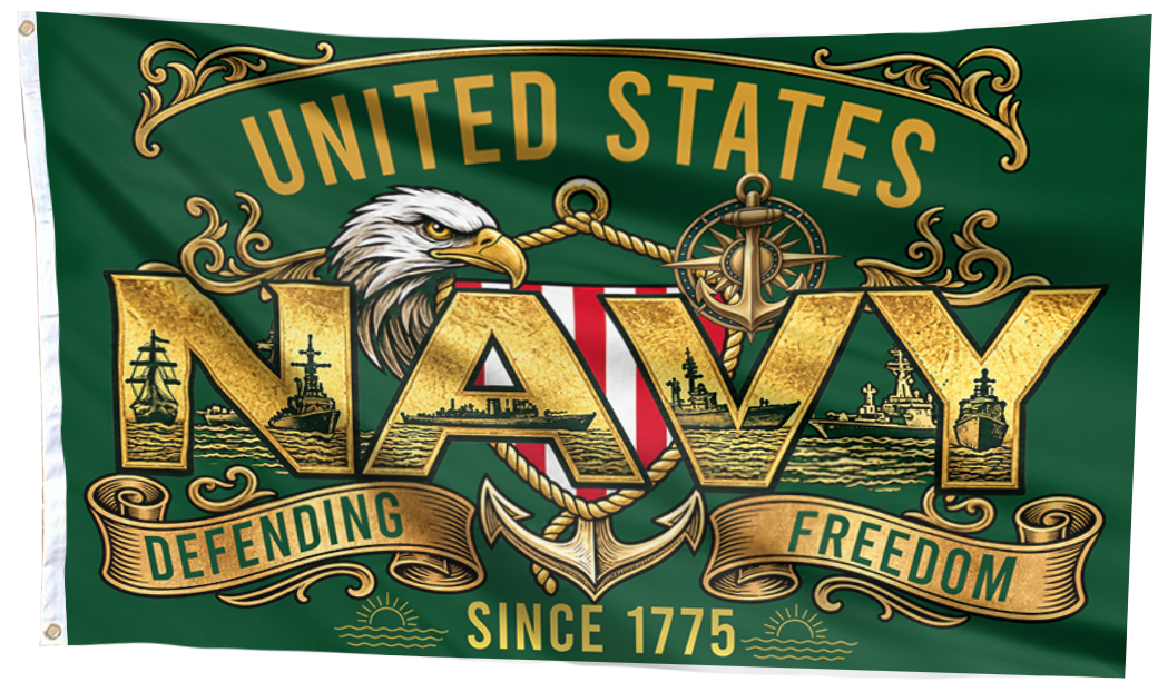 Defending Freedom US Navy Flag