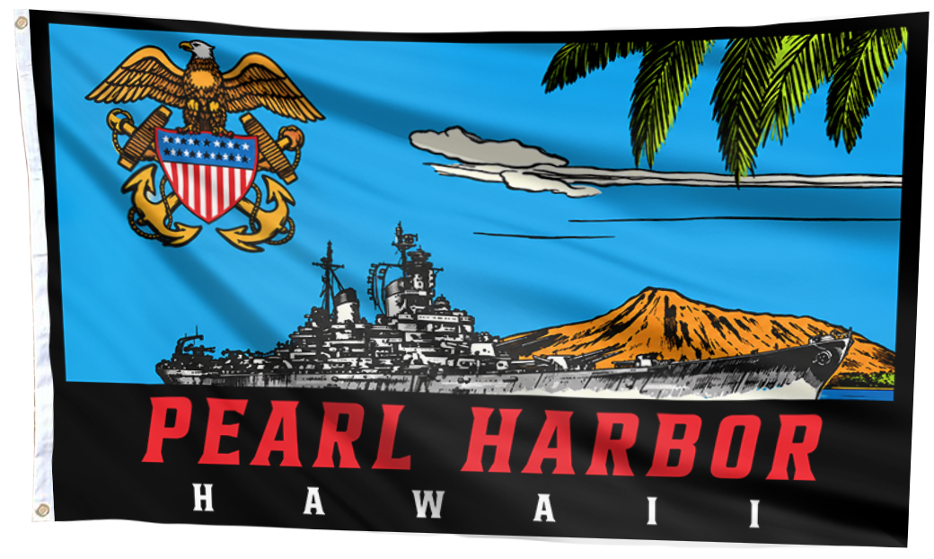 Pearl Harbor Hawaii Eagle USA Flag