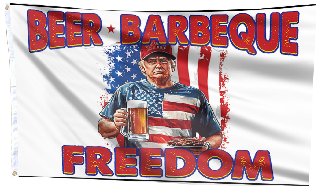 Beer Barbeque Freedom Trump White Flag