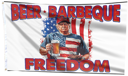 Beer Barbeque Freedom Trump White Flag