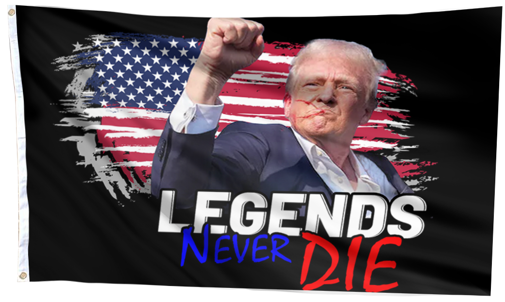 Legends Never Die Trump Black Flag