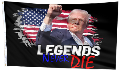 Legends Never Die Trump Black Flag