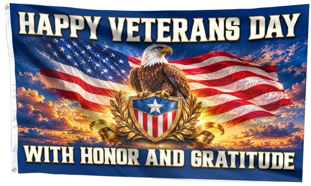 Happy Veterans Day - Honor and Gratitude Flag