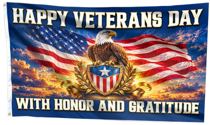Happy Veterans Day - Honor and Gratitude Flag
