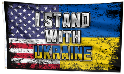 I Stand With Ukraine | American Ukrainian Flag