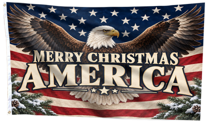 Merry Christmas America Flag