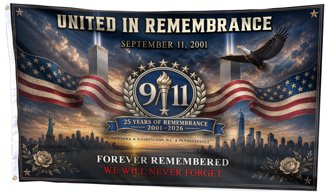United in Remembrance - We Will Never Forget Flag