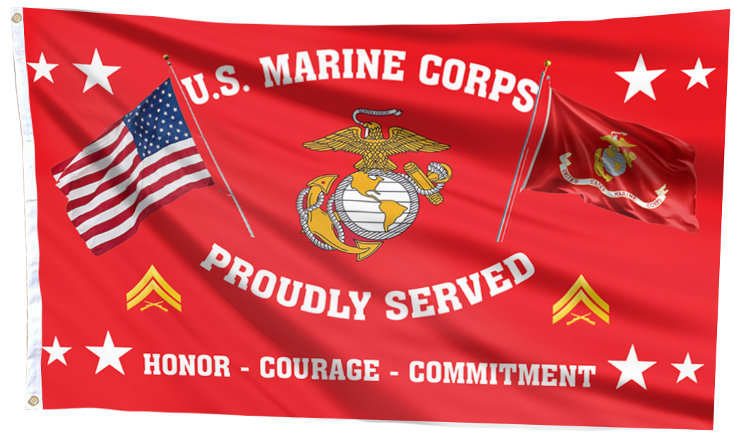 United States Marine Corps - Corporal Flag (RED)
