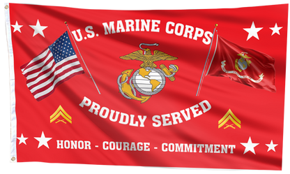 United States Marine Corps - Corporal Flag (RED)