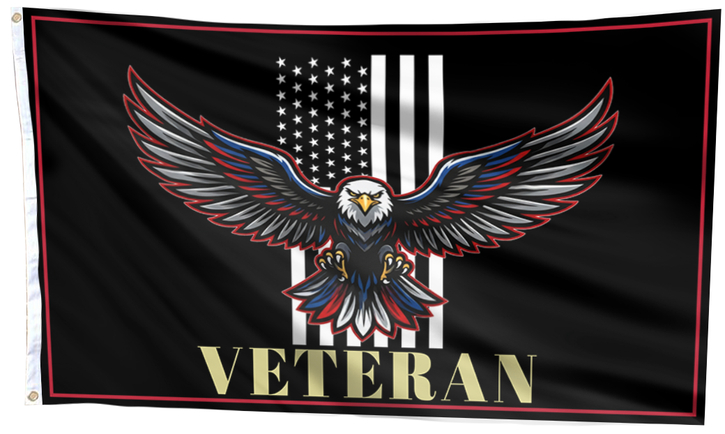 Bold Eagle & USA Stripes Flag