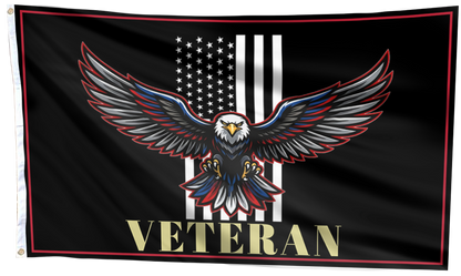 Bold Eagle & USA Stripes Flag