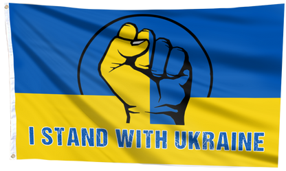 I Stand With Ukraine Fist Ukrainian Support Flag