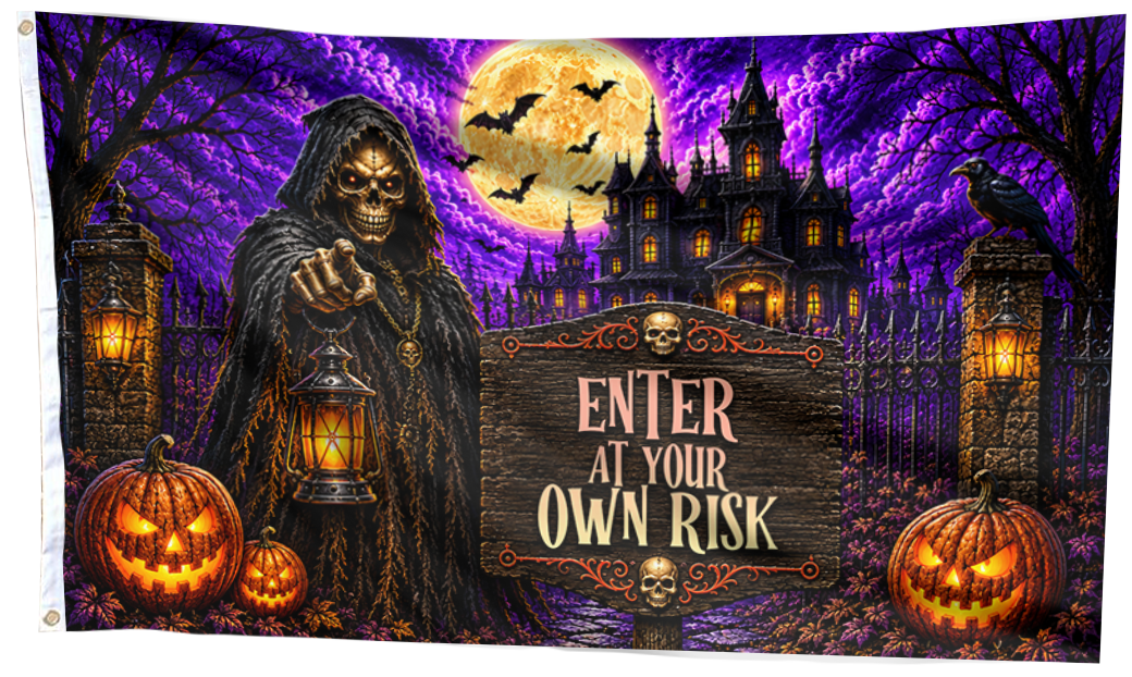 Enter at Your Own Risk Halloween Flag