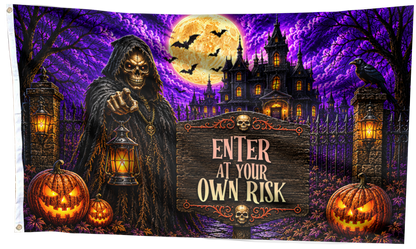 Enter at Your Own Risk Halloween Flag