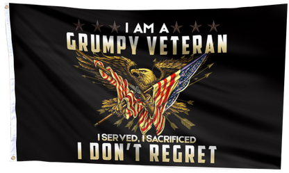 I Am A Grumpy Veteran Flag