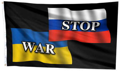 RUSSIA UKRAINE STOP WAR FLAG