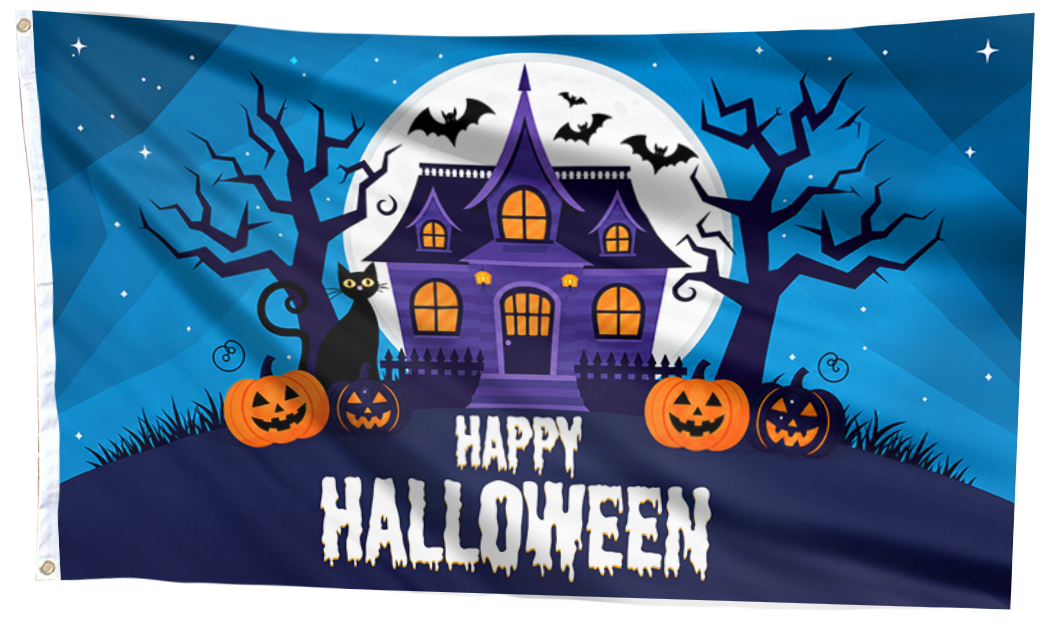 Happy Halloween Haunted House Flag