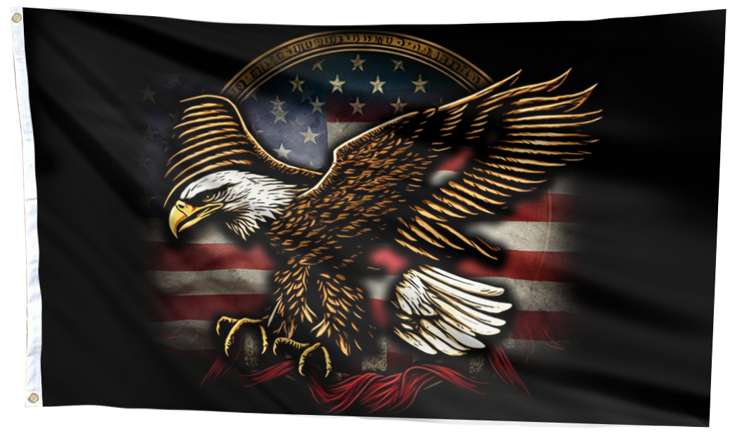 Golden Freedom Eagle Patriotic American Flag