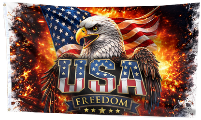 USA Freedom Eagle Fire Flag