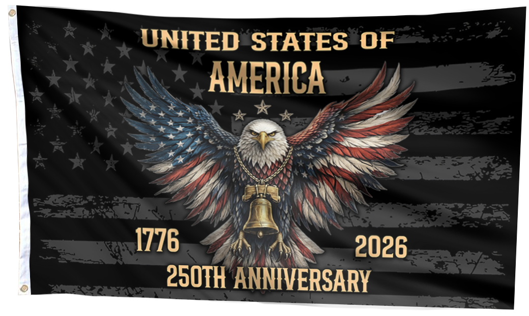 Patriotic Eagle & Liberty Bell Flag