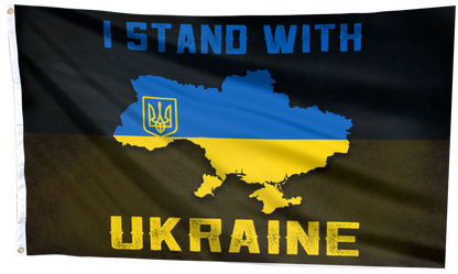 Stand With Ukraine Support Map Flag