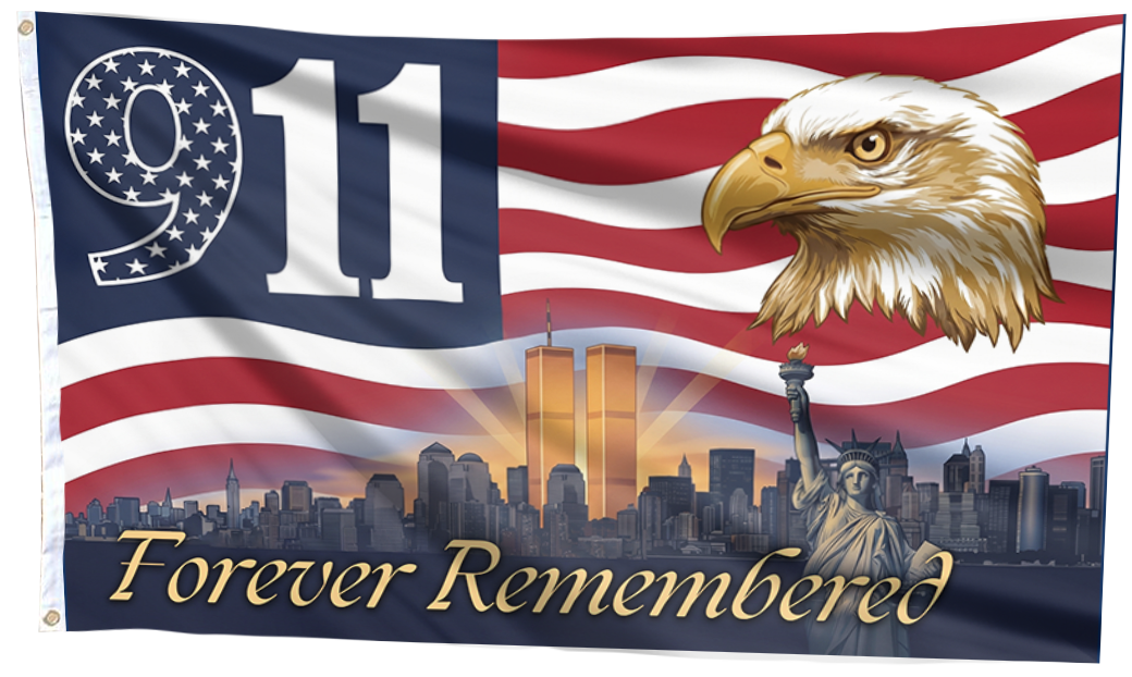911 Forever Remembered Eagle Flag