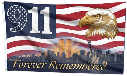 911 Forever Remembered Eagle Flag