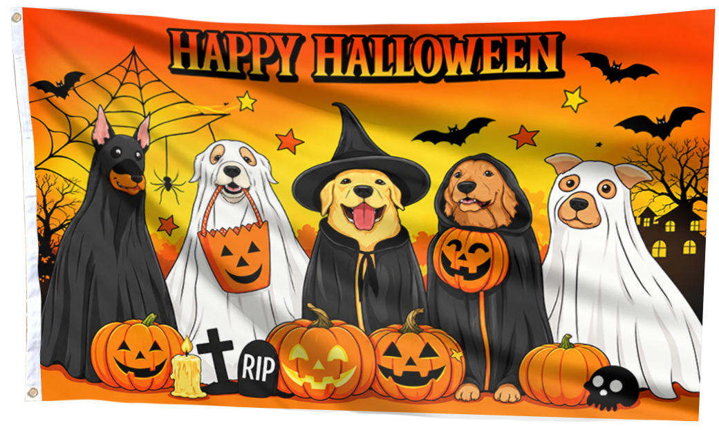 Halloween Dog Pumpkin Flag