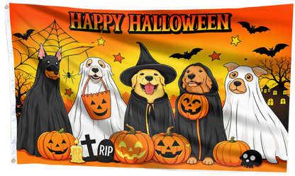 Halloween Dog Pumpkin Flag