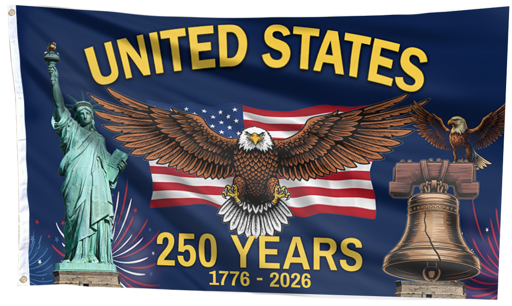 U.S. Bell Statue Eagle Flag