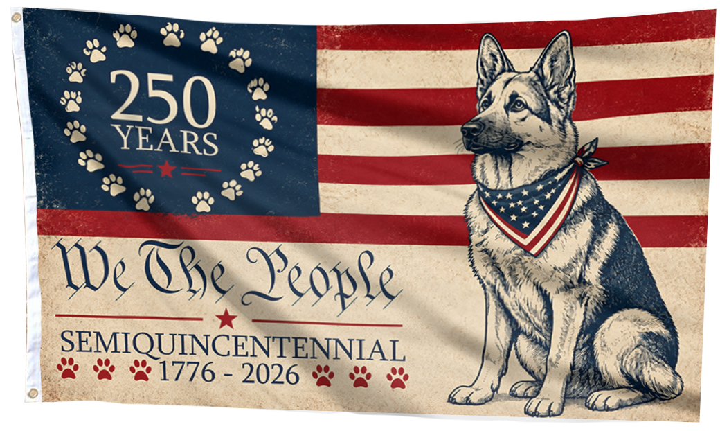 Patriotic Pup: 250 Years of Freedom Flag