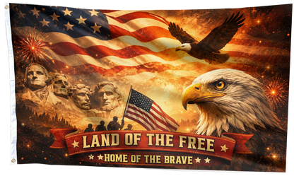 Land of the FREE - HOME of the BRAVE USA Flag