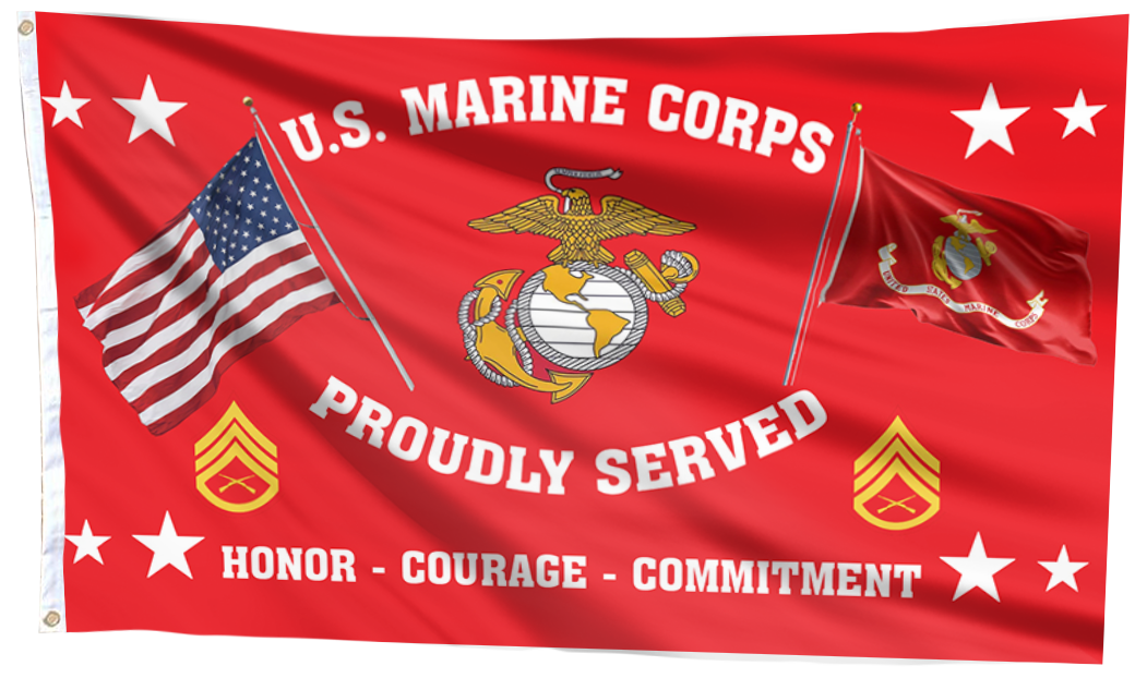 United States Marine Corps - Staff Sergeant Flag (RED)