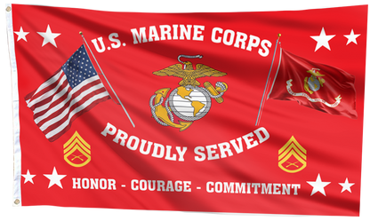 United States Marine Corps - Staff Sergeant Flag (RED)