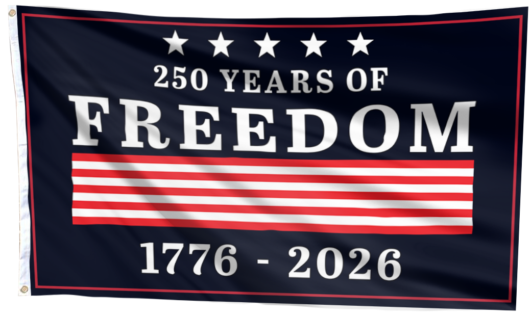 Stars, Stripes & 250 Years of Freedom Flag