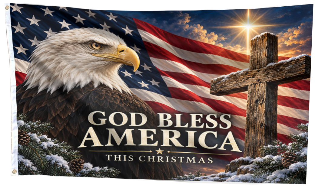 God Bless America this Christmas Flag