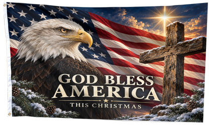 God Bless America this Christmas Flag