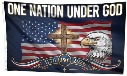 One Nation Under God Eagle Cross Flag