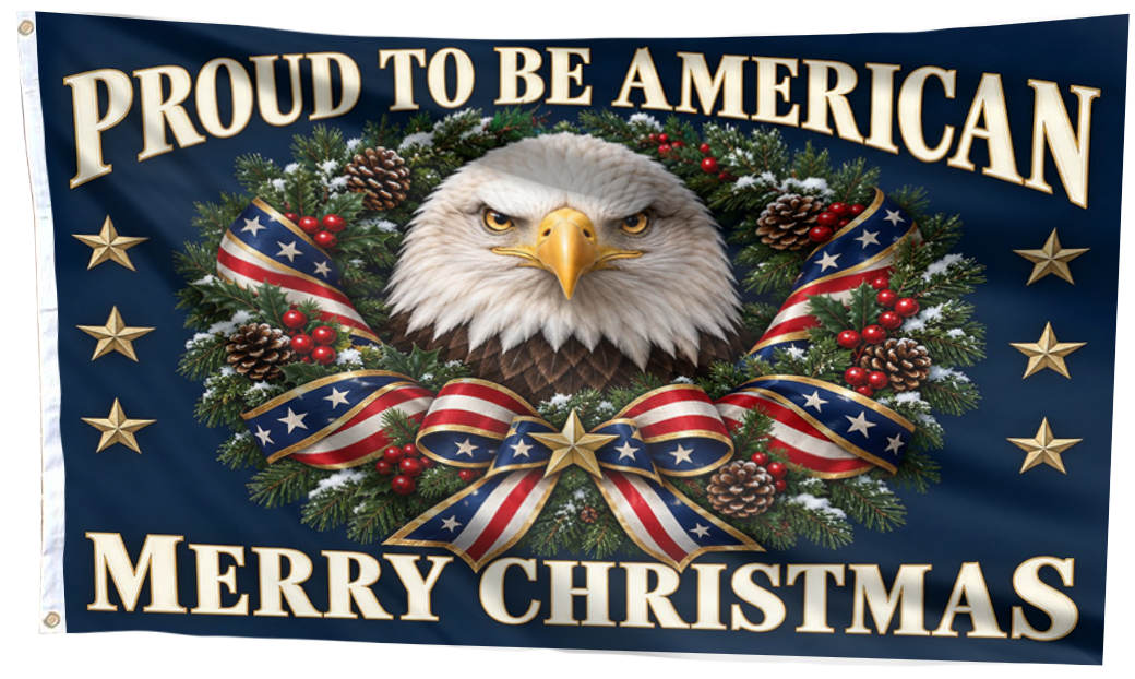 Proud to be American - Merry Christmas Flag