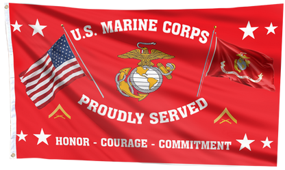 United States Marine Corps - Lance Corporal Flag (RED)