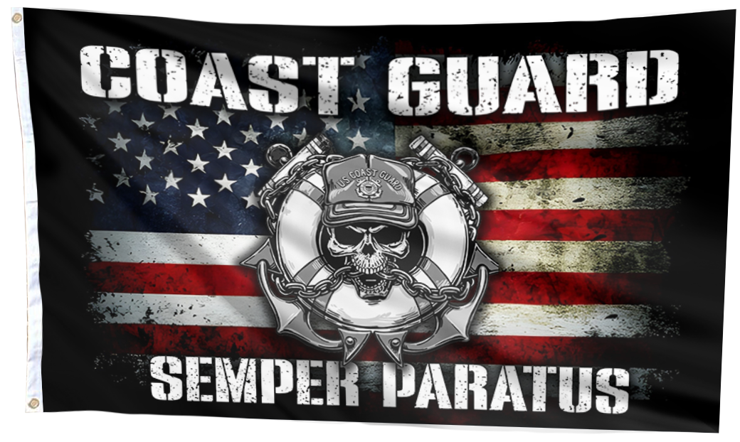 Coast Guard Semper Paratus Skull American Flag