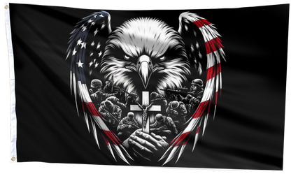 Eagle Through American Flag