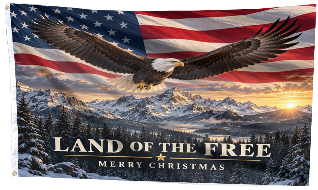 Land of the Free Merry Christmas Flag