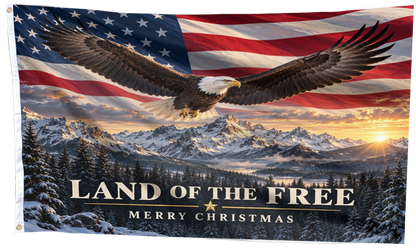 Land of the Free Merry Christmas Flag