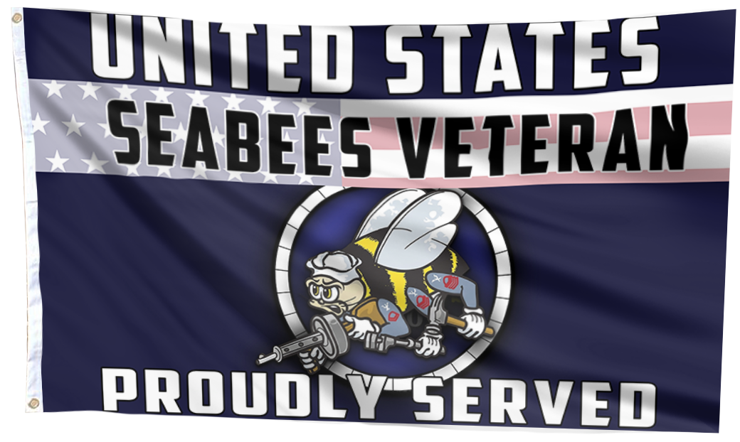 US Seabees Veteran Proudly Served Flag