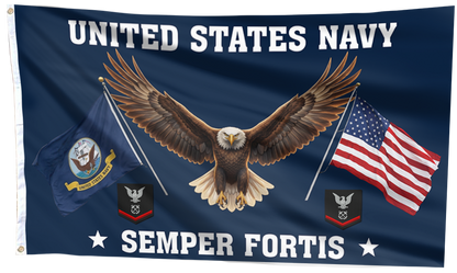 US Navy Eagle Semper Fortis - Petty Officer Third Class Flag