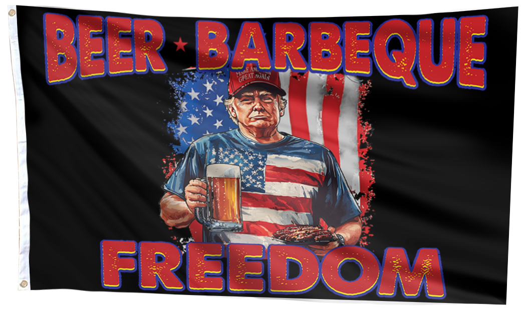Beer Barbeque Freedom Trump Flag
